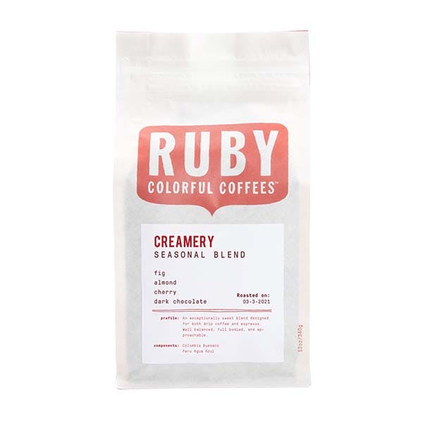 Ruby, Creamery Seasonal Blend coffee bag