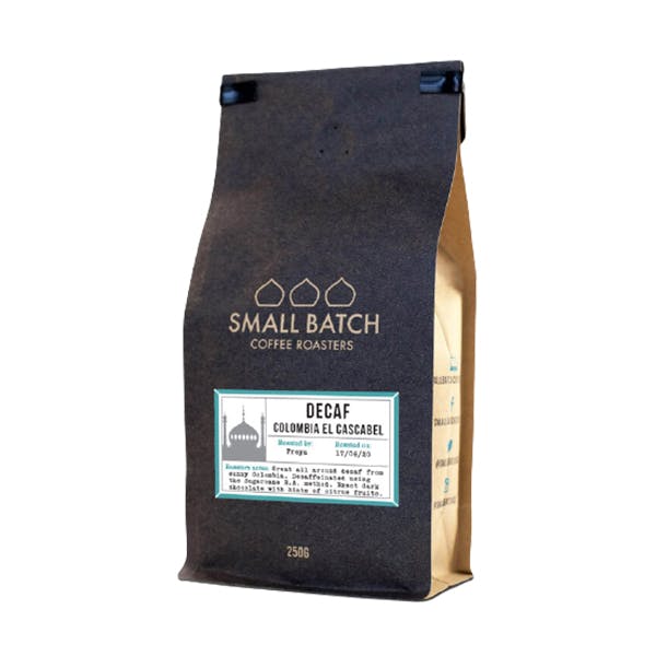 Small Batch, Single Origin Colombia Sugarcane Decaf coffee bag