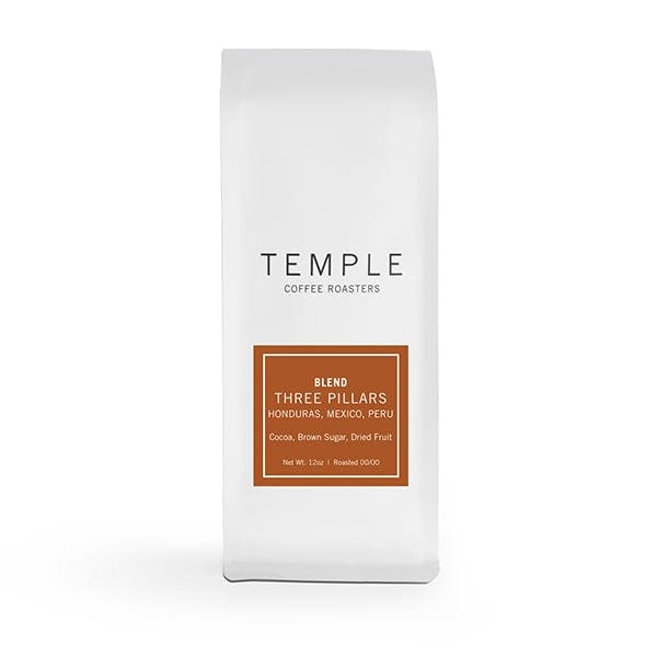 Temple, Three Pillars Blend coffee bag
