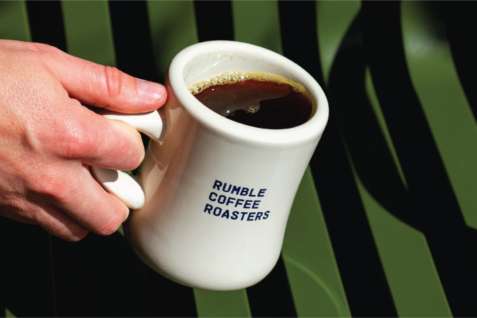 Rumble coffee in a cup