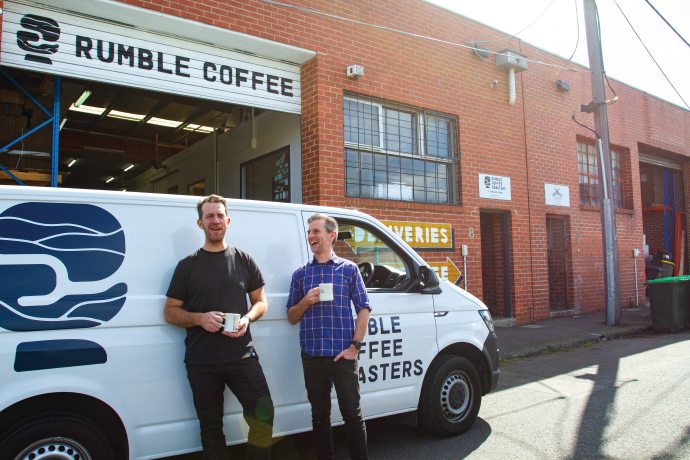 Rumble roasters at work at their Loring roast control centre.