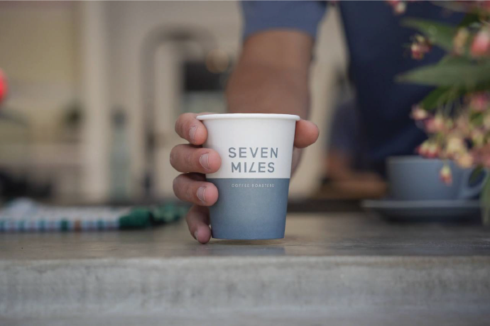 seven miles coffee cup