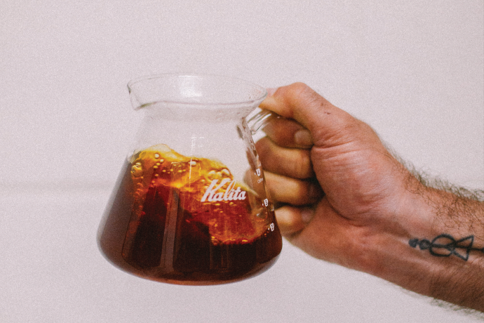 Brewed speciality coffee in a glass pitcher
