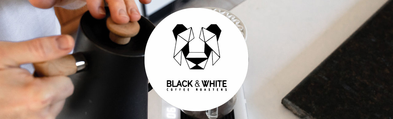 black and white coffee roasters