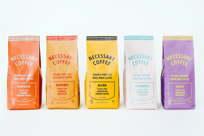 An assortment of Necessary Coffee bags.